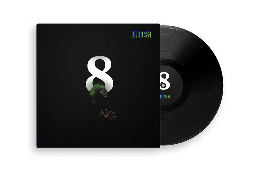 Mockup del diseño del vinilo de Billie Eilish