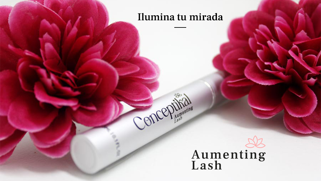 Fotografía del sérum de pestañas con la versión del logotipo "Aumenting Lash" de "Conceptikal"