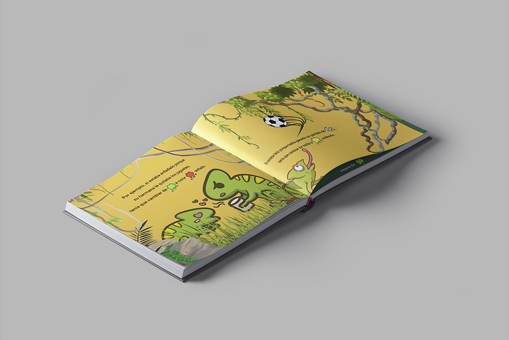 Diseño editorial del libro camaleón con un estilo atractivo y divertido