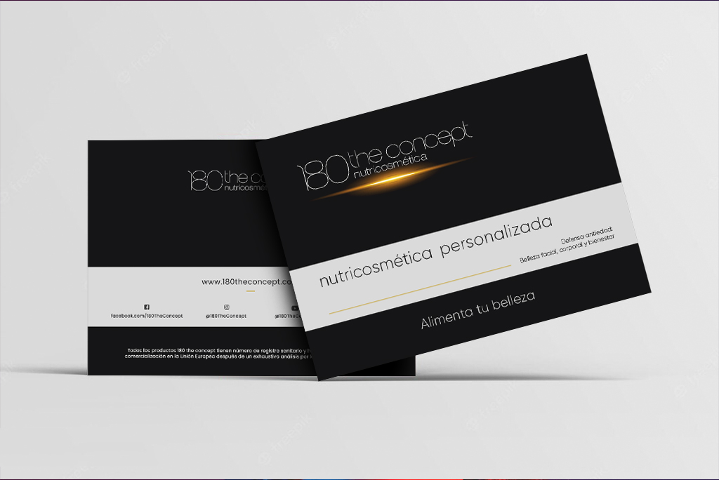 Diseño editorial de la portada del catálogo informativo B2C de 180 the concept