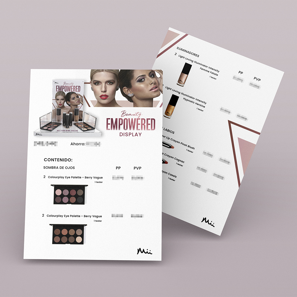 Diseño editorial del folleto informativo B2B para expositores "Empowered" de Mii