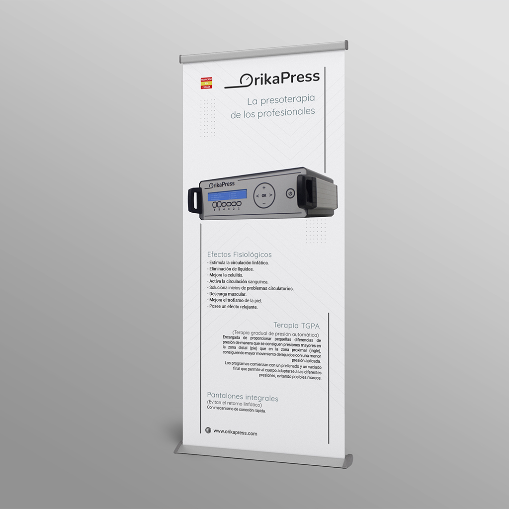 Diseño del rollup publicitario de OrikaPress