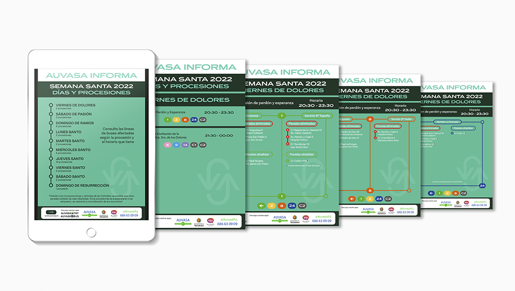Diseño de un pdf interactivo de auvasa con horarios de semana santa